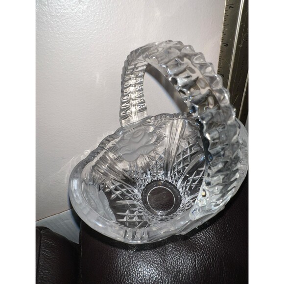 Anna Hutte Bleikristall 24% Lead Crystal Vintage Footed Basket 6"x4.5"x7"Germany - Picture 3 of 6